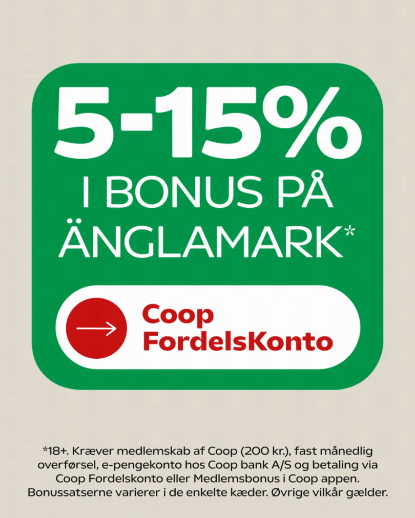 Få mellem 5 og 15 % bonus på Änglamarkvarer med en Coop FordelsKonto