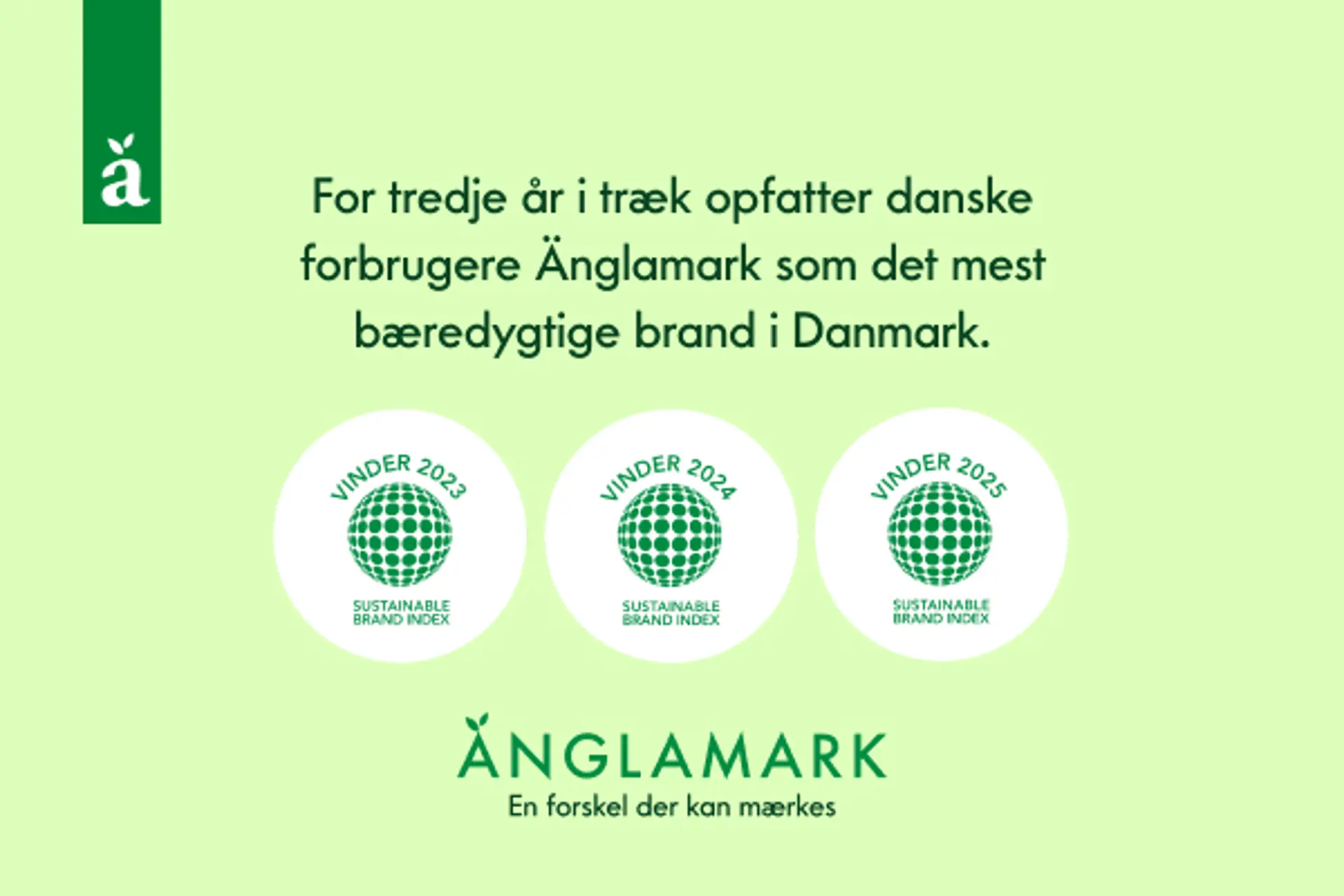 änglamark vinder sustainable brandindex for 3. år i træk